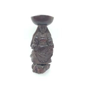 Vintage Hand Carved Wood Sculpture Woman Working Ethnic